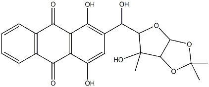 1,4-dihydroxy-2-[hydroxy(6-hydroxy-2,2,6-trimethyltetrahydrofuro[2,3-d][1,3]dioxol-5-yl)methyl]anthra-9,10-quinone Struktur