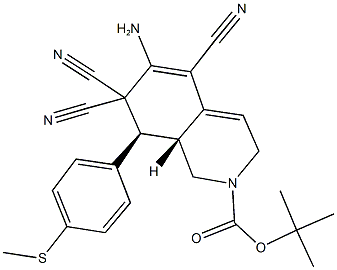 tert-butyl 6-amino-5,7,7-tricyano-8-[4-(methylsulfanyl)phenyl]-3,7,8,8a-tetrahydro-2(1H)-isoquinolinecarboxylate Struktur