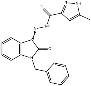 N'-(1-benzyl-2-oxo-1,2-dihydro-3H-indol-3-ylidene)-3-methyl-1H-pyrazole-5-carbohydrazide Struktur