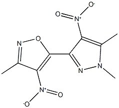 4-nitro-5-{4-nitro-1,5-dimethyl-1H-pyrazol-3-yl}-3-methylisoxazole Struktur