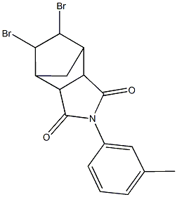 8,9-dibromo-4-(3-methylphenyl)-4-azatricyclo[5.2.1.0~2,6~]decane-3,5-dione Struktur