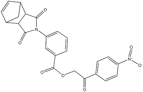 2-{4-nitrophenyl}-2-oxoethyl 3-(3,5-dioxo-4-azatricyclo[5.2.1.0~2,6~]dec-8-en-4-yl)benzoate Struktur