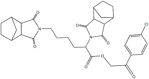 2-(4-chlorophenyl)-2-oxoethyl 2,6-bis(3,5-dioxo-4-azatricyclo[5.2.1.0~2,6~]dec-4-yl)hexanoate Struktur