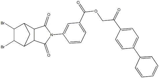 2-[1,1'-biphenyl]-4-yl-2-oxoethyl 3-(8,9-dibromo-3,5-dioxo-4-azatricyclo[5.2.1.0~2,6~]dec-4-yl)benzoate Struktur