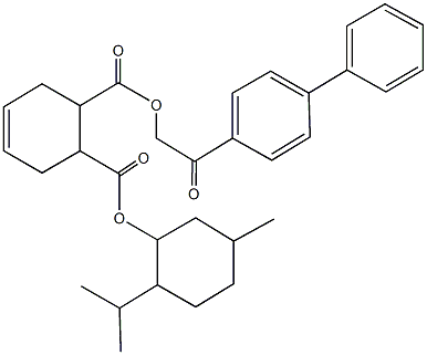 1-(2-[1,1'-biphenyl]-4-yl-2-oxoethyl) 2-(2-isopropyl-5-methylcyclohexyl) 4-cyclohexene-1,2-dicarboxylate Struktur