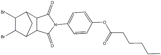 4-(8,9-dibromo-3,5-dioxo-4-azatricyclo[5.2.1.0~2,6~]dec-4-yl)phenyl hexanoate Struktur