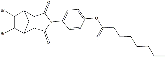 4-(8,9-dibromo-3,5-dioxo-4-azatricyclo[5.2.1.0~2,6~]dec-4-yl)phenyl octanoate Struktur