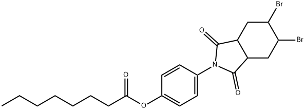 4-(5,6-dibromo-1,3-dioxooctahydro-2H-isoindol-2-yl)phenyl octanoate Struktur