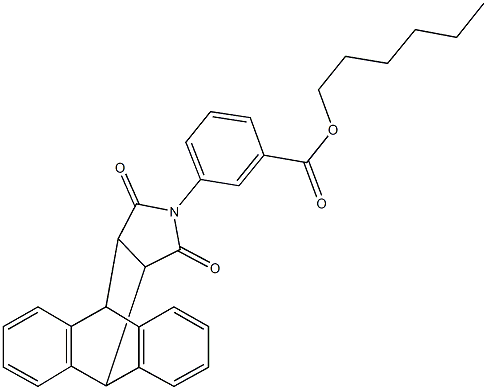 hexyl 3-(16,18-dioxo-17-azapentacyclo[6.6.5.0~2,7~.0~9,14~.0~15,19~]nonadeca-2,4,6,9,11,13-hexaen-17-yl)benzoate Struktur