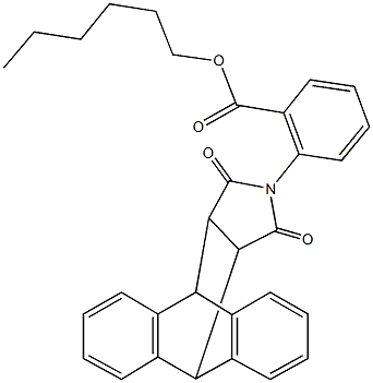 hexyl 2-(16,18-dioxo-17-azapentacyclo[6.6.5.0~2,7~.0~9,14~.0~15,19~]nonadeca-2,4,6,9,11,13-hexaen-17-yl)benzoate Struktur