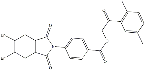 2-(2,5-dimethylphenyl)-2-oxoethyl 4-(5,6-dibromo-1,3-dioxooctahydro-2H-isoindol-2-yl)benzoate Struktur