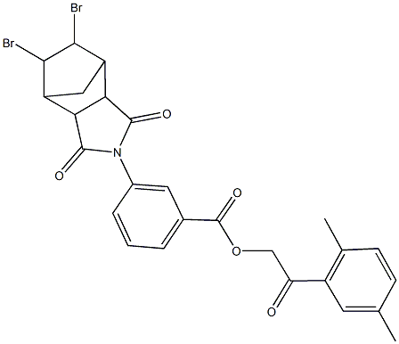 2-(2,5-dimethylphenyl)-2-oxoethyl 3-(8,9-dibromo-3,5-dioxo-4-azatricyclo[5.2.1.0~2,6~]dec-4-yl)benzoate Struktur