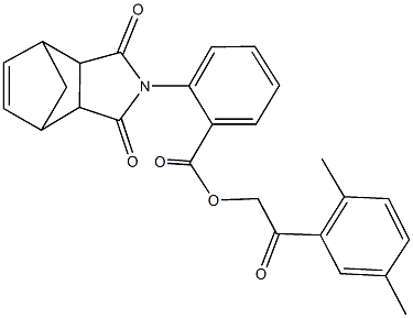 2-(2,5-dimethylphenyl)-2-oxoethyl 2-(3,5-dioxo-4-azatricyclo[5.2.1.0~2,6~]dec-8-en-4-yl)benzoate Struktur