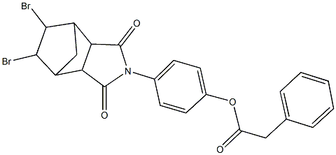 4-(8,9-dibromo-3,5-dioxo-4-azatricyclo[5.2.1.0~2,6~]dec-4-yl)phenyl phenylacetate Struktur