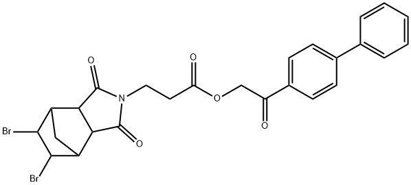 2-[1,1'-biphenyl]-4-yl-2-oxoethyl 3-(8,9-dibromo-3,5-dioxo-4-azatricyclo[5.2.1.0~2,6~]dec-4-yl)propanoate Struktur