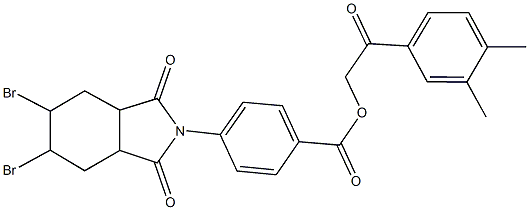 2-(3,4-dimethylphenyl)-2-oxoethyl 4-(5,6-dibromo-1,3-dioxooctahydro-2H-isoindol-2-yl)benzoate Struktur