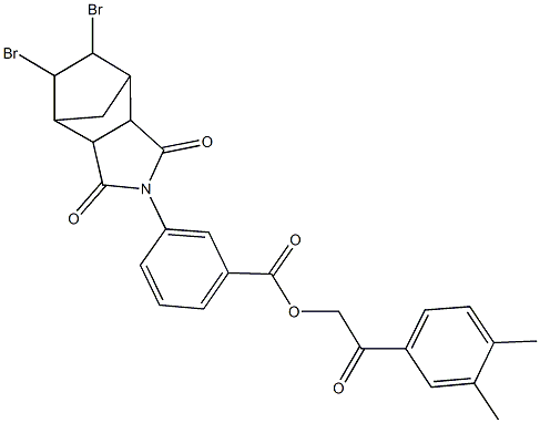 2-(3,4-dimethylphenyl)-2-oxoethyl 3-(8,9-dibromo-3,5-dioxo-4-azatricyclo[5.2.1.0~2,6~]dec-4-yl)benzoate Struktur