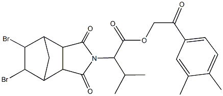 2-(3,4-dimethylphenyl)-2-oxoethyl 2-(8,9-dibromo-3,5-dioxo-4-azatricyclo[5.2.1.0~2,6~]dec-4-yl)-3-methylbutanoate Struktur