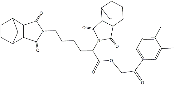 2-(3,4-dimethylphenyl)-2-oxoethyl 2,6-bis(3,5-dioxo-4-azatricyclo[5.2.1.0~2,6~]dec-4-yl)hexanoate Struktur