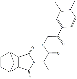 2-(3,4-dimethylphenyl)-2-oxoethyl 2-(3,5-dioxo-4-azatricyclo[5.2.1.0~2,6~]dec-8-en-4-yl)propanoate Struktur