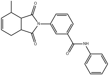 3-(4-methyl-1,3-dioxo-1,3,3a,4,7,7a-hexahydro-2H-isoindol-2-yl)-N-phenylbenzamide Struktur