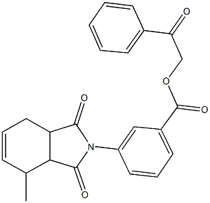 2-oxo-2-phenylethyl 3-(4-methyl-1,3-dioxo-1,3,3a,4,7,7a-hexahydro-2H-isoindol-2-yl)benzoate Struktur