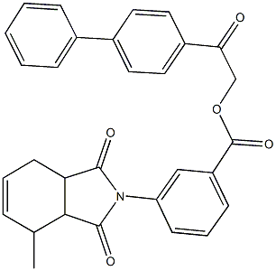 2-[1,1'-biphenyl]-4-yl-2-oxoethyl 3-(4-methyl-1,3-dioxo-1,3,3a,4,7,7a-hexahydro-2H-isoindol-2-yl)benzoate Struktur