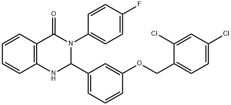 2-{3-[(2,4-dichlorobenzyl)oxy]phenyl}-3-(4-fluorophenyl)-2,3-dihydro-4(1H)-quinazolinone Struktur