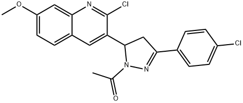 3-[1-acetyl-3-(4-chlorophenyl)-4,5-dihydro-1H-pyrazol-5-yl]-2-chloro-7-quinolinyl methyl ether Struktur