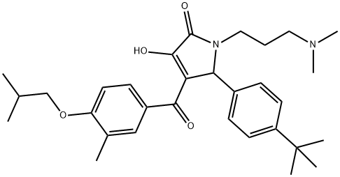 5-(4-tert-butylphenyl)-1-[3-(dimethylamino)propyl]-3-hydroxy-4-(4-isobutoxy-3-methylbenzoyl)-1,5-dihydro-2H-pyrrol-2-one Struktur