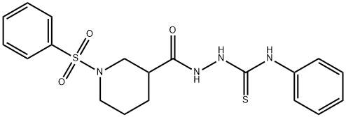 N-phenyl-2-{[1-(phenylsulfonyl)-3-piperidinyl]carbonyl}hydrazinecarbothioamide Struktur