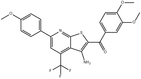 [3-amino-6-(4-methoxyphenyl)-4-(trifluoromethyl)thieno[2,3-b]pyridin-2-yl](3,4-dimethoxyphenyl)methanone Struktur