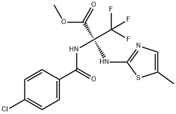 methyl 2-[(4-chlorobenzoyl)amino]-3,3,3-trifluoro-2-[(5-methyl-1,3-thiazol-2-yl)amino]propanoate Struktur