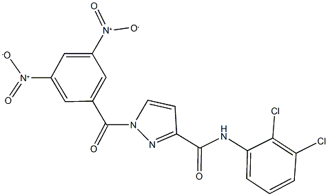 1-{3,5-bisnitrobenzoyl}-N-(2,3-dichlorophenyl)-1H-pyrazole-3-carboxamide Struktur