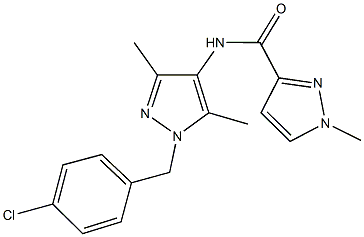 N-[1-(4-chlorobenzyl)-3,5-dimethyl-1H-pyrazol-4-yl]-1-methyl-1H-pyrazole-3-carboxamide Struktur