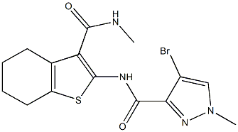 4-bromo-1-methyl-N-{3-[(methylamino)carbonyl]-4,5,6,7-tetrahydro-1-benzothien-2-yl}-1H-pyrazole-3-carboxamide Struktur