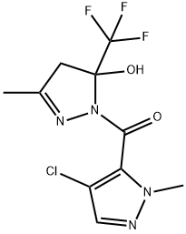 1-[(4-chloro-1-methyl-1H-pyrazol-5-yl)carbonyl]-3-methyl-5-(trifluoromethyl)-4,5-dihydro-1H-pyrazol-5-ol Struktur