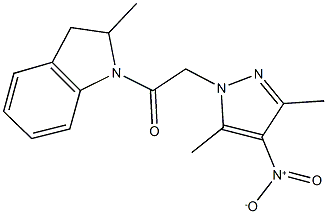 1-({4-nitro-3,5-dimethyl-1H-pyrazol-1-yl}acetyl)-2-methylindoline Struktur