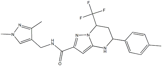 N-[(1,3-dimethyl-1H-pyrazol-4-yl)methyl]-5-(4-methylphenyl)-7-(trifluoromethyl)-4,5,6,7-tetrahydropyrazolo[1,5-a]pyrimidine-2-carboxamide Struktur