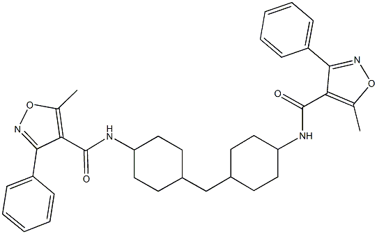 5-methyl-N-{4-[(4-{[(5-methyl-3-phenyl-4-isoxazolyl)carbonyl]amino}cyclohexyl)methyl]cyclohexyl}-3-phenyl-4-isoxazolecarboxamide Struktur