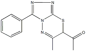 1-(6-methyl-3-phenyl-7H-[1,2,4]triazolo[3,4-b][1,3,4]thiadiazin-7-yl)ethanone Struktur