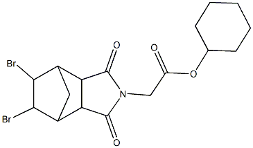 cyclohexyl (8,9-dibromo-3,5-dioxo-4-azatricyclo[5.2.1.0~2,6~]dec-4-yl)acetate Struktur