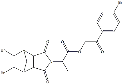 2-(4-bromophenyl)-2-oxoethyl 2-(8,9-dibromo-3,5-dioxo-4-azatricyclo[5.2.1.0~2,6~]dec-4-yl)propanoate Struktur