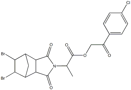 2-(4-chlorophenyl)-2-oxoethyl 2-(8,9-dibromo-3,5-dioxo-4-azatricyclo[5.2.1.0~2,6~]dec-4-yl)propanoate Struktur