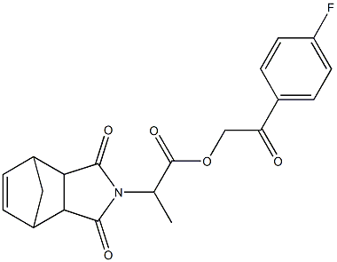 2-(4-fluorophenyl)-2-oxoethyl 2-(3,5-dioxo-4-azatricyclo[5.2.1.0~2,6~]dec-8-en-4-yl)propanoate Struktur