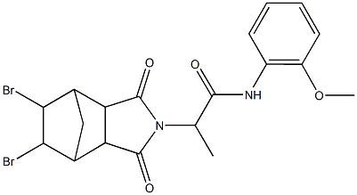 2-(8,9-dibromo-3,5-dioxo-4-azatricyclo[5.2.1.0~2,6~]dec-4-yl)-N-(2-methoxyphenyl)propanamide Struktur