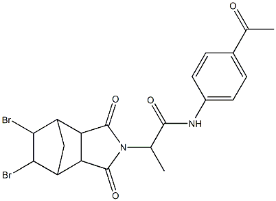 N-(4-acetylphenyl)-2-(8,9-dibromo-3,5-dioxo-4-azatricyclo[5.2.1.0~2,6~]dec-4-yl)propanamide Struktur