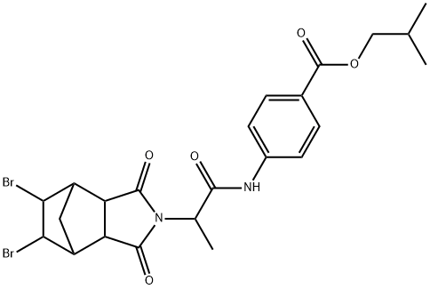 isobutyl 4-{[2-(8,9-dibromo-3,5-dioxo-4-azatricyclo[5.2.1.0~2,6~]dec-4-yl)propanoyl]amino}benzoate Struktur