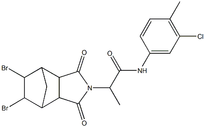 N-(3-chloro-4-methylphenyl)-2-(8,9-dibromo-3,5-dioxo-4-azatricyclo[5.2.1.0~2,6~]dec-4-yl)propanamide Struktur