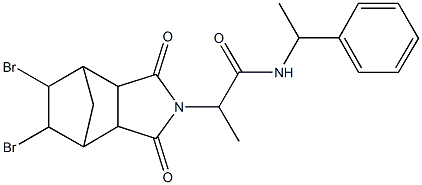 2-(8,9-dibromo-3,5-dioxo-4-azatricyclo[5.2.1.0~2,6~]dec-4-yl)-N-(1-phenylethyl)propanamide Struktur